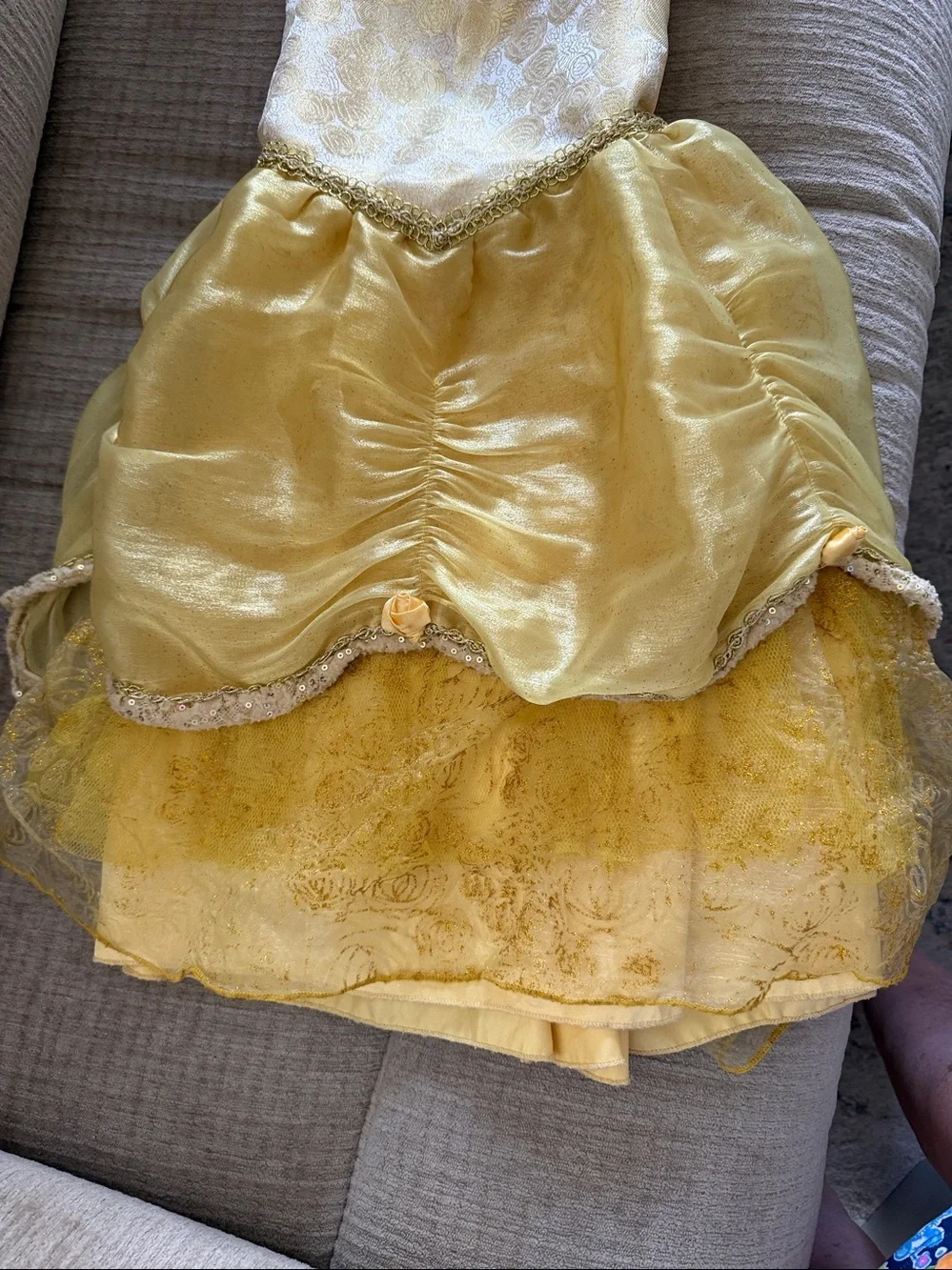 Disney’s Bell from beauty and the beast, beautiful yellow and gold size small